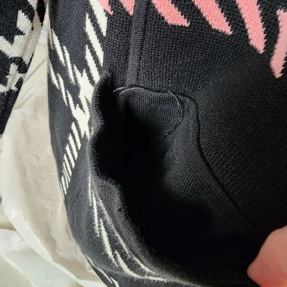 Talbots  Herringbone Plaid Scoop Neck Snap Front Black Cream Pink Size 3X - Picture 6 of 12